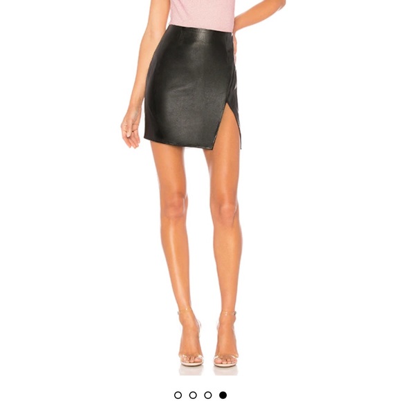 superdown Dresses & Skirts - Faux black leather skirt with slit